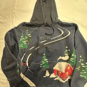 Kith Charcoal Hoodie with Snowy Cabin Design